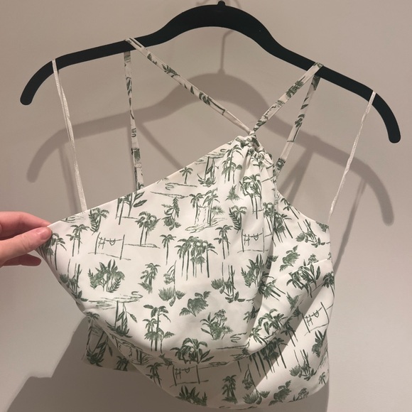 Abercrombie & Fitch Asymmetrical One Shoulder Top with Palm Tree Pattern XS - Picture 2 of 6